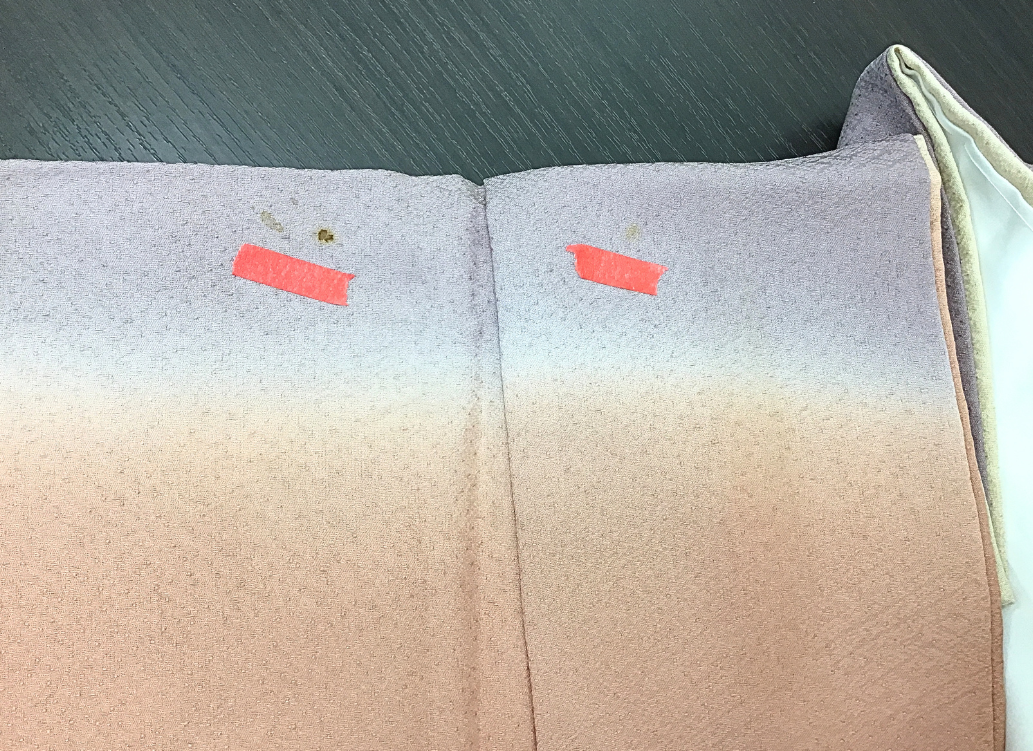 他店で染み抜きできないと言われた着物(訪問着)染み抜き前