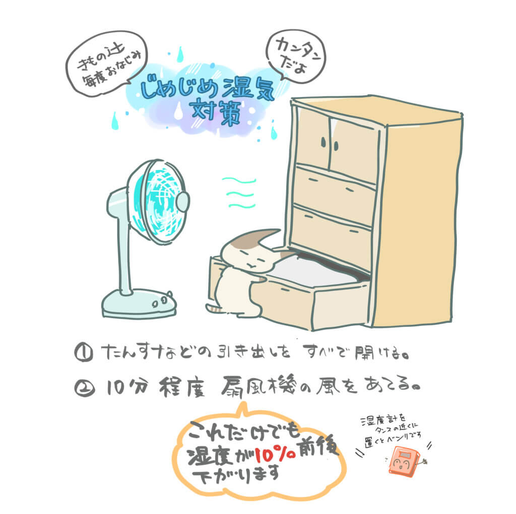タンスの着物除湿方法