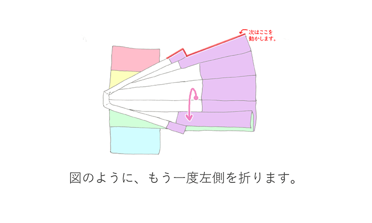 図のように、もう一度左側を折ります。